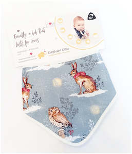 Winter Moon Owl & Hare (bandana bib)