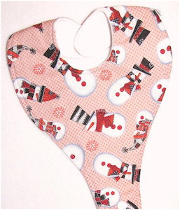 Drop Me Not Bibs: Pink Snowmen Bib (Drop-Me-Not)