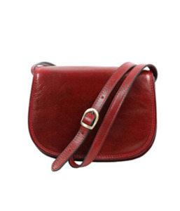 Crossbody: Leather Crossbody Bag - Red