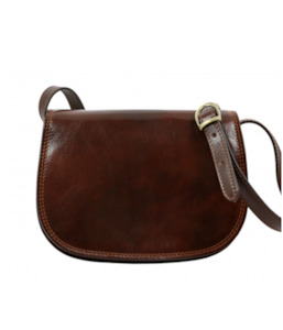 Crossbody: Leather Crossbody Bag - Dark Brown