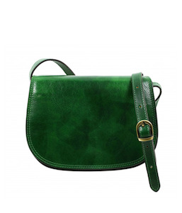 Crossbody: Leather Crossbody Bag - Green