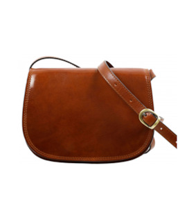 Crossbody: Leather Crossbody Bag - Brown