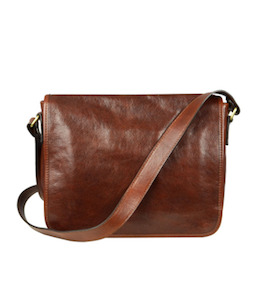 Leather Messenger Bag - Brown