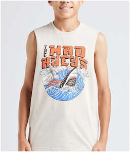 Mad Hueys Shark Youth Muscle Tee - Cement