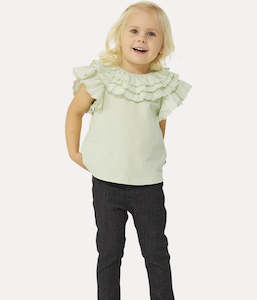 Girl's Cotton Short-sleeve Jersey Blouse - Soft Pistachio