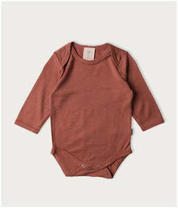 Merino Long-sleeved Bodysuit - Copper