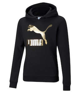 Puma Girl's Classics Logo Hoodie - Black Foil