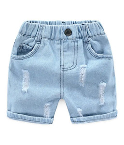 Shorts: Kid's Unisex Cotton Denim Shorts - Light Denim