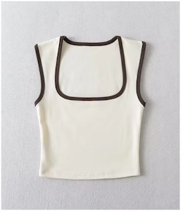 Girl's Sleeveless Trimmed Crop Top