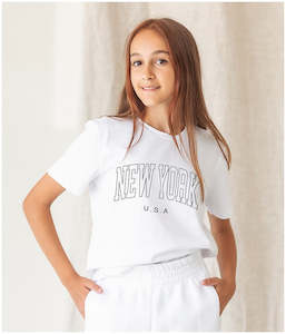 Sale: Girl's Cotton City T-shirt - White