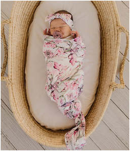 Stretchy Organic-cotton Swaddle + Headband Set - Everly