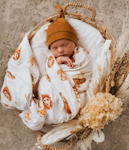 Unisex Organic-cotton Muslin Wrap - Lion