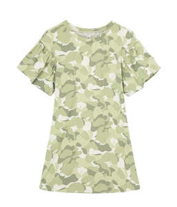 Dresses: Girl's Bubble Sleeve Camo Dress - Camo