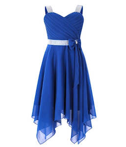 Dresses: Girl's Chiffon Dress - Blue