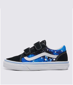 Footwear: Kid's Old Skool V Glow Galaxy Black/Blue