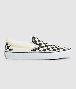 Footwear: Vans Kid's Classic Slip-On - Black/True White Checkerboard