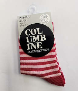 Stripe Merino Crew Socks - Pink Cherry