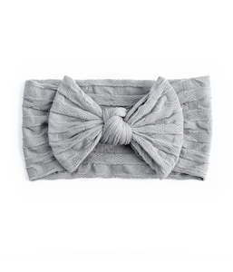 Waffle Bow Headband - Grey