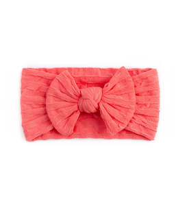 Waffle Bow Headband - Coral