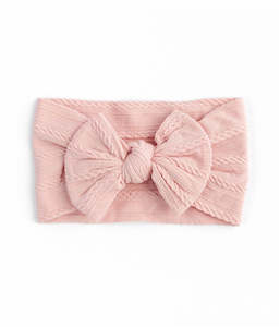 Cable Bow Headband - Baby Pink