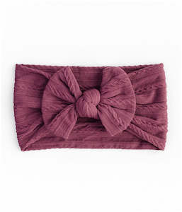 Cable Bow Headband - Burgundy