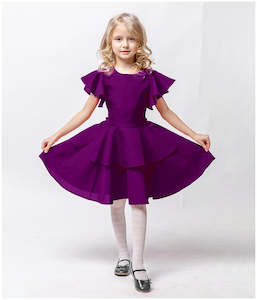 Elephant Ollie: Girl's Formal Swallow Dress - Purple