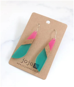 Wood & Wood Resin/Earrings Baxter - Blue/Pink