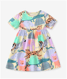 Girl's Cotton Short-sleeved Safari Dress