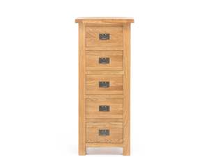 Furniture: SOLSBURY 5 DRAWER TALLBOY "NATURAL OAK"