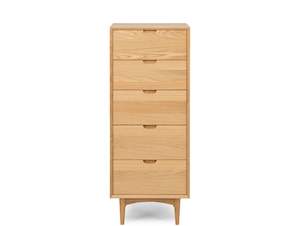 Furniture: MADRID 5 DRAWER TALLBOY "NATURAL OAK"