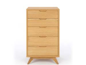 Furniture: VENICE 5 DRAWER TALL CHEST "NATURAL OAK"