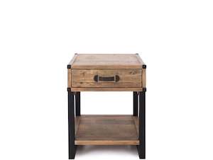 Furniture: FORGED WOODEN BEDSIDE TABLE