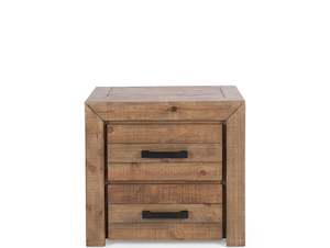 Furniture: RELIC 2 DRAWER WOODEN BEDSIDE TABLE