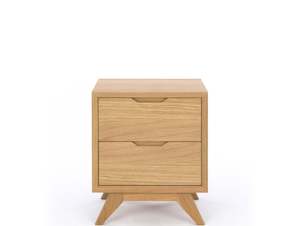 Furniture: VENICE 2 DRAWER WOODEN BEDSIDE TABLE