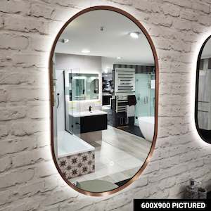 CODE SOLACE OVAL BRUSHED COPPER FRAMED LED MIRROR - 2 SIZES