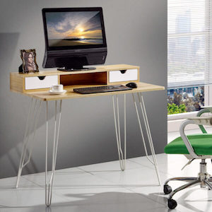 Newport Computer Desk With 2 Compact Draws & wire form Legs