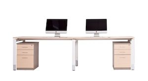 Oblique 2 Person Straight Desk Soft Maple