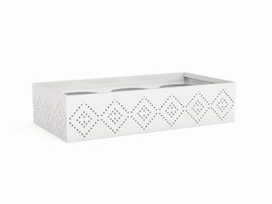 Planter box laser cut pattern plastic tray included 900mm w x 220h x 520d unit white