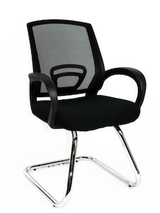 TRICE MID BACK VISITOR CHAIR Black Mesh and Black Fabric Seat