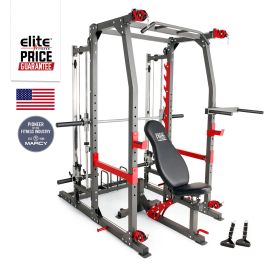 SM-4903 Deluxe Smith Cage with Linear Bearings & Bench Elite Fitness NZ