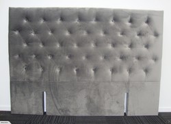 Bed: King silver velvet headboard