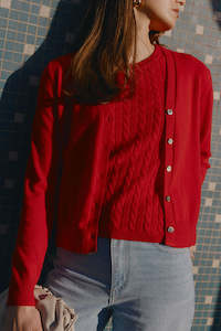 Essential Cashmere V Cardigan - Red