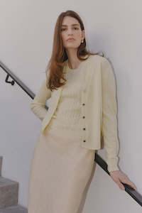 Essential Cashmere V Cardigan - Lemon