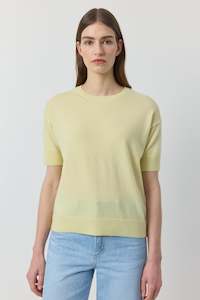 Clothing: Essential Cashmere Crew Tee - Lemon