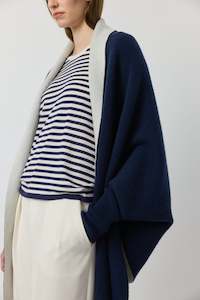 Clothing: Cashmere Double Sided Jacket - Navy/Cream