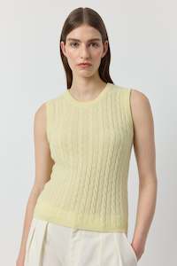 Clothing: Cashmere Cable Tank - Lemon