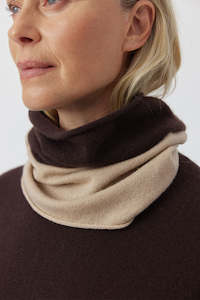 Clothing: Cashmere Two Tone Snood - Cacao/Camel