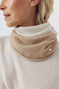 Cashmere Two Tone Snood - Cream/Camel