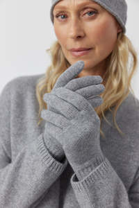 Clothing: Cashmere Gloves - Dark Grey Melange