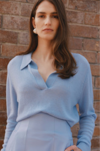 Clothing: Featherweight Cashmere Polo - Malibu Blue